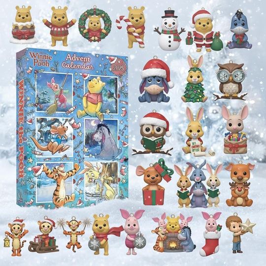 Discover Winnie the Pooh Advent Calendar 2025, Cute Christmas Countdown, Disney Holiday Gift Box, 24 Figurine Surprises