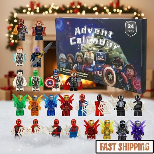 Discover Super Hero Advent Calendar 2025, 24 Days of Mini Figure Building Blocks, Holiday Countdown Box, Christmas Gift for Kids and Toy Collectors