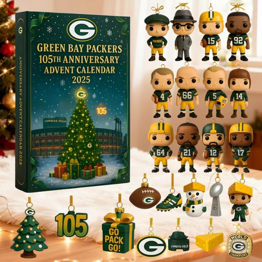 Green Bay Packers 105th Anniversary Advent Calendar: 24 Acrylic Ornaments Christmas