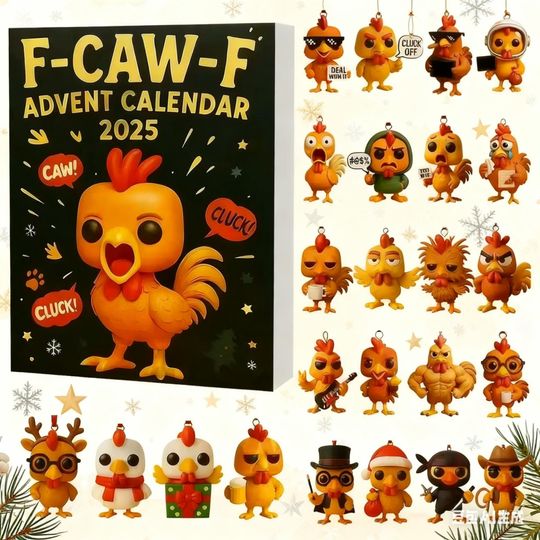 Discover F-CAW-F Chicken Advent Calendar 2025  24 Funny Acrylic Figures | Unique Christmas Countdown Gift for Adults & Teens
