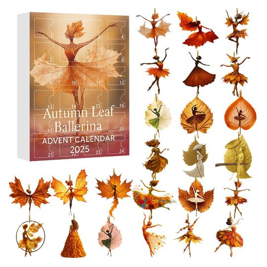Discover Autumn Leaf Ballerina Advent Calendar 2025, 24PCS Fall Fairy Acrylic Ornaments, Whimsical Autumn Dancer Countdown Calendar, Christmas Gift