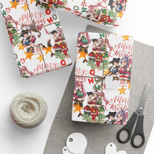 Discover Demon Pop Hunters Christmas Wrapping | Christmas Korean Girls Characters Wrapp Paper |  Anime Holiday Gifts Wrap Roll
