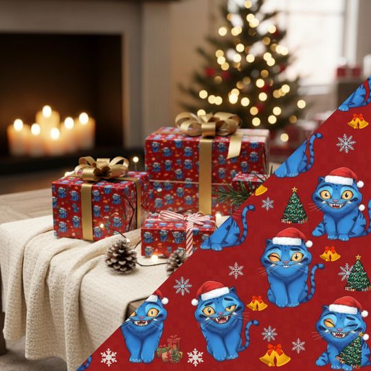 Discover Derpy Blue Tiger Christmas Wrapping Paper K Demon Hunter Gift Wrap Sheets for Kids Gift for Her Holiday Gift Wrapping Decor