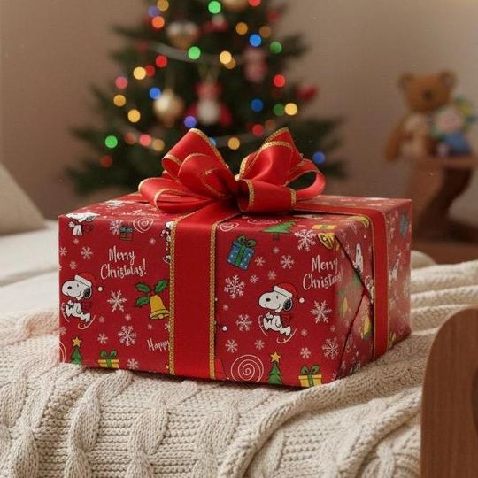 Discover Snoopy Festive Wrapping Paper - Merry Christmas Designs, Holiday Gift Wrap, Snoopy Christmas Paper, Fun Holiday Wrapping, Unique Gift Wrap