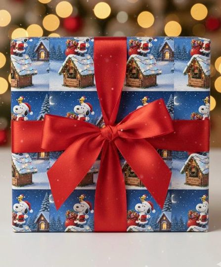 Discover Snoopy Festive Christmas Wrapping Paper, Winter Wonderland Design