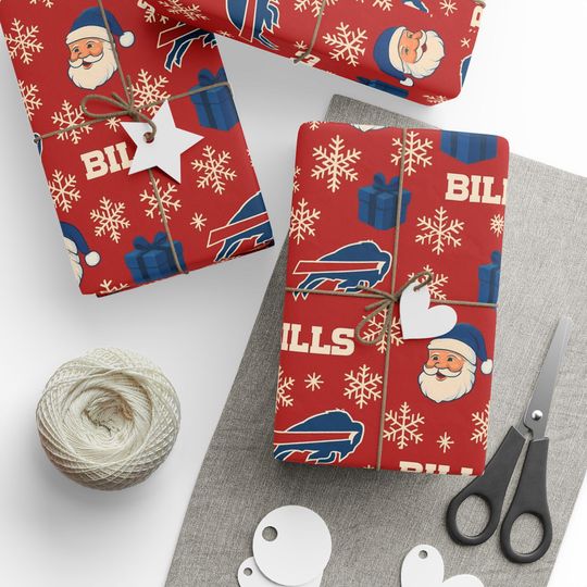 Buffalo Bills Wrapping Paper - Sports Gift Wrap for Game Day, Holidays, Christmas, Birthday