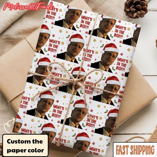 What's In the Box? Wrapping Paper Roll, Funny 90s Movie Inspired Gift Wrap, Unique Holiday Wrapping Paper, Humor Xmas Gift Wrap for Friends