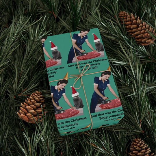 Discover Funny Christmas Wrapping Paper: Retro Housewife, Sarcastic Holiday