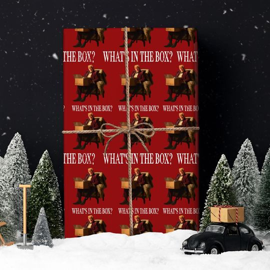 Discover What's In the Box?! Funny Unique Gift Wrap Paper for Christmas, Birthdays, Any Occasion, Trump Wrapping Paper