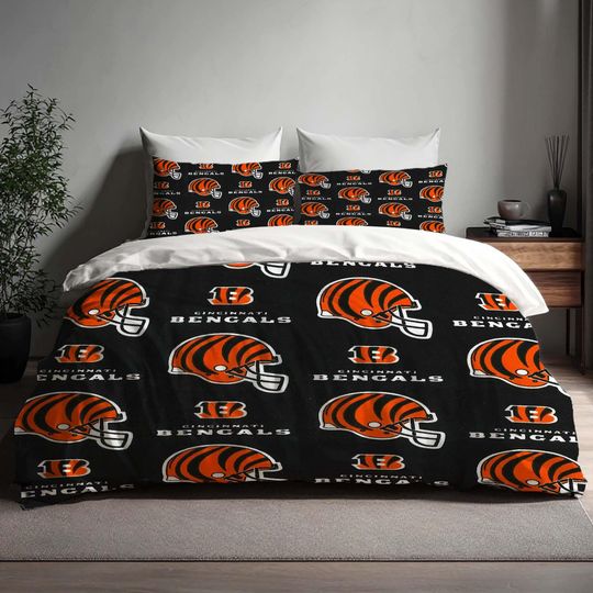 Discover Handmade Cincinnati Bengals Duvet Cover Three Bedding Set Custom Name Birthday Bedding Quilt Cover Christmas Halloween Gift Back to School.