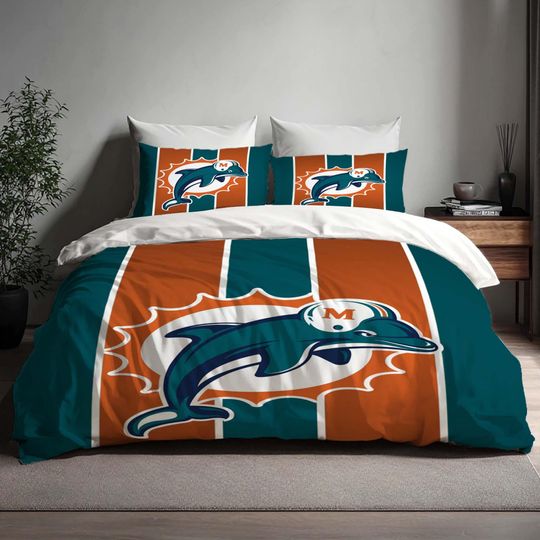 Birthday Gift Miami Dolphins Duvet Cover Bedding Set