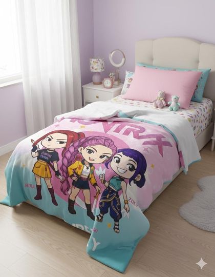 Discover Kpop Demon Huntrix Blanket,Personalized Blanket with Huntrix Theme,Personalized Anime Blanket,Huntrix Fan Gift,Demon Hunters Anime Blanket