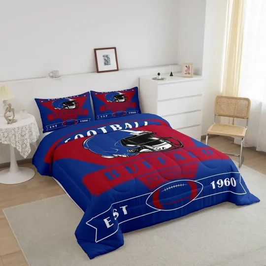 Buffalo Bills Queen Comforter Bedding Set, Football set