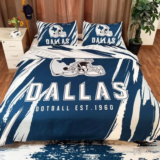 Discover Dallas Bedding Football Comforter Set Twin 4 Pieces with 1 Duvet Cover Boys