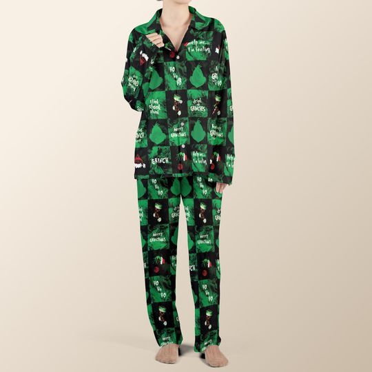 Merry Grin Pajamas set, funny character Christmas Sleepwear, How The funny character Stole Christmas, Xmas Family Matching, funny character Max Dog Pajamas set