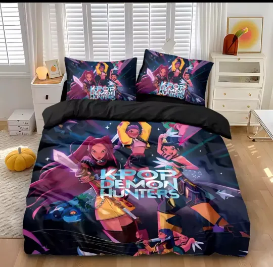 Discover Bedding Set K Pop Printed Coreless Duvet Set, Demon Hunter Washable Huntrix