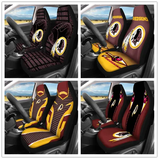 Discover Car Seat Cover Personalized Nonslip Seat Protector 2Pc with Washington Redskins