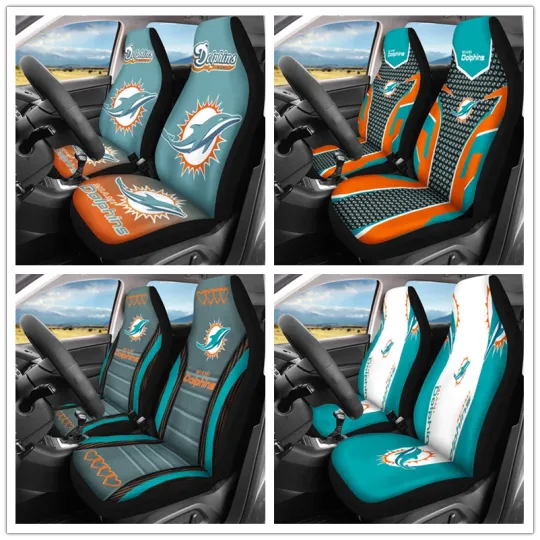 Discover Car Seat Cover Personalized Nonslip Seat Protector 2Pc for Miami Dolphins.
