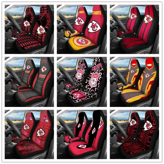 Discover Car Seat Cover Personalized Nonslip Seat Protector 2Pc for Kansas City Chiefs