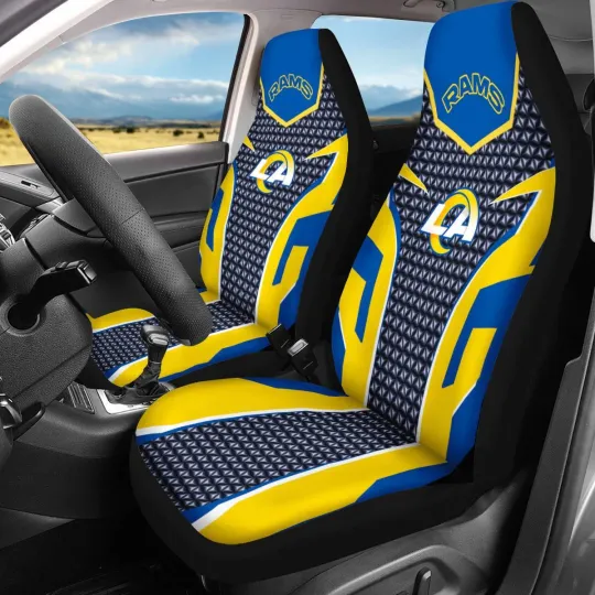 Discover Car Seat Cover Personalized Nonslip Seat Protector 2Pc with Los Angeles Rams