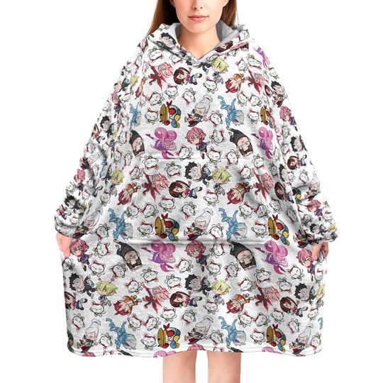 Dandadan Anime Wearable Blanket Hoodie: Chibi Manga Fan Gift