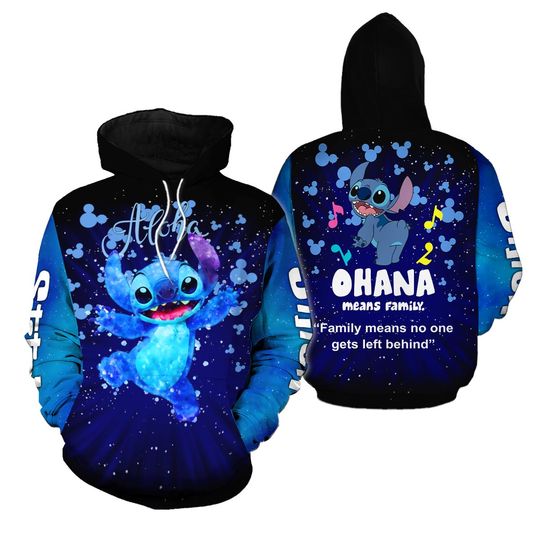 Lilo And Stitch Ohana Means Family 3D HOODIE HALLOWEEN GIFT CHRISTMAS GIFT