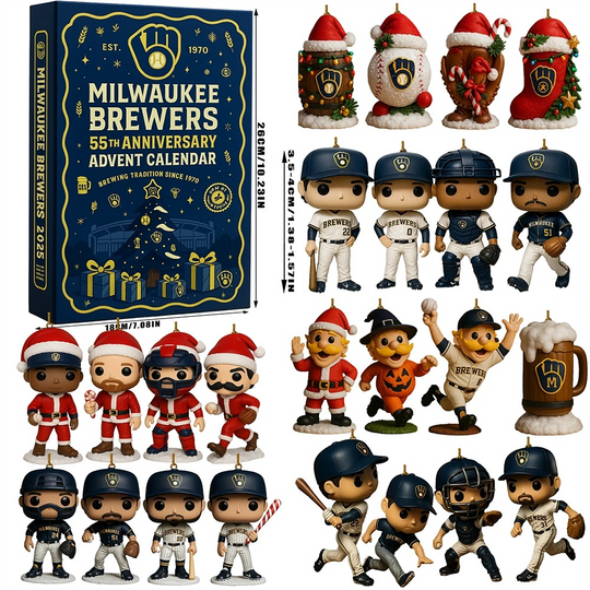 Discover Milwaukee Brewers 55th Anniversary 2D Acrylic Advent Calendar 2025 Christmas Decoration