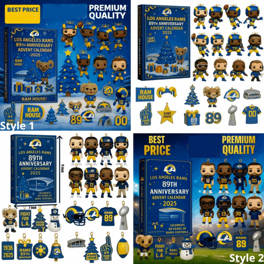 Discover Los Angeles Rams 2D Acrylic Advent Calendar 2025 89th Anniversary Christmas Gift