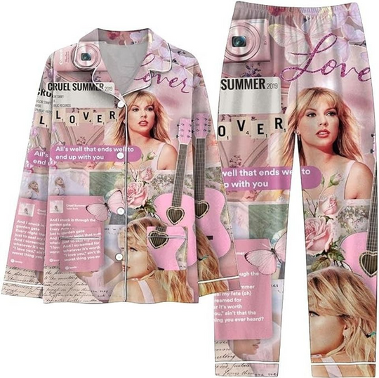 Swift Version Tour Pajamas Set for Women, Eras Tour Pajama Set, Adult Sleepwear Gift