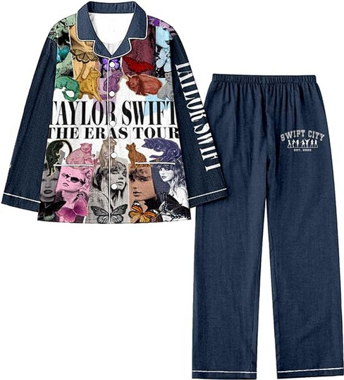 Swift Version Tour Pajamas Set for Women, Eras Tour Pajama Set, Adult Sleepwear Gift, Christmas Gift