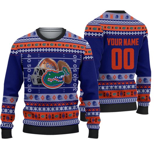 Gators Custom Name & Number Personalized Knitted Ugly Christmas Sweater II4BU87T