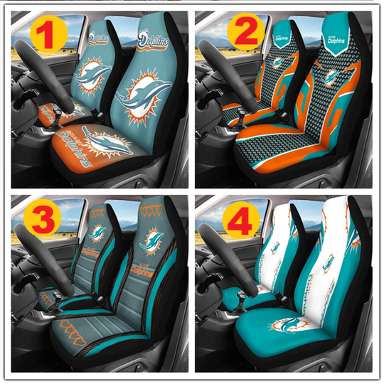 Car Seat Cover Seat Protector 2Pc for Miami Dolphins.