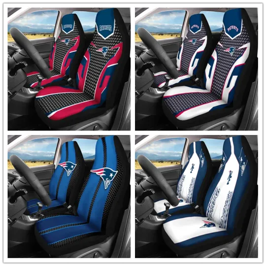 Discover Car Seat Cover Personalized Nonslip Seat Protector 2Pc with England Patriots
