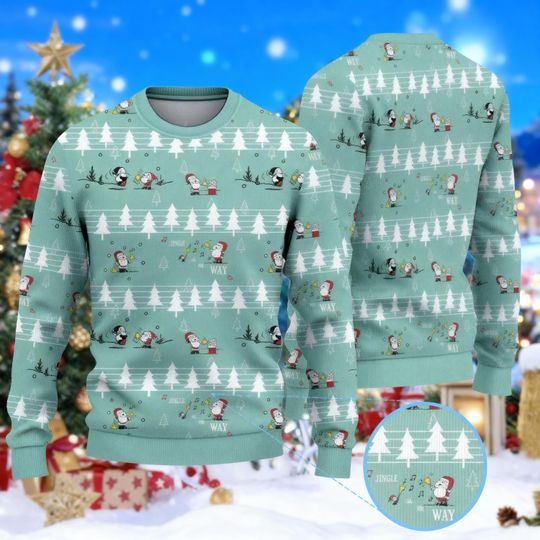 Discover Jingle All The Way Ugly Christmas Sweater, Festive Tree Pattern Holiday Gift, Cartoon Santa Dog Jumper, Cartoon Sweater, Dog Lover Gift