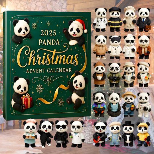 Discover Panda Christmas Advent Calendar 2025, 24 Days of Panda 2D Acrylyc Ornament Countdown To Christmas, Holiday Countdown Gift for Panda Lovers