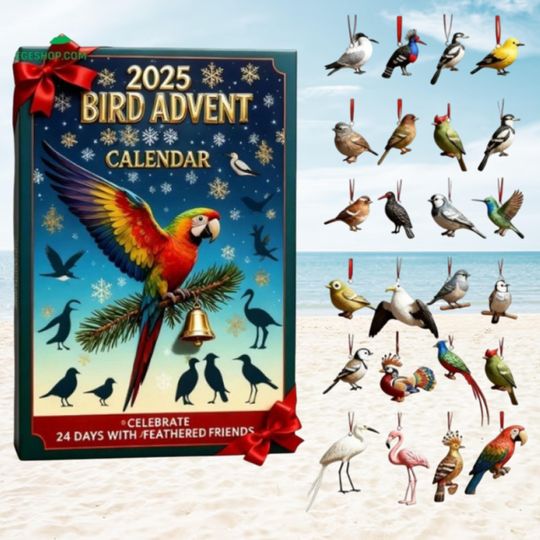 Discover 2025 Bird Advent Calendar, Bird Lovers Advent Calendar, Holiday Countdown for Nature Lovers, 24 2D Flat Bird Ornaments for Xmas Countdown