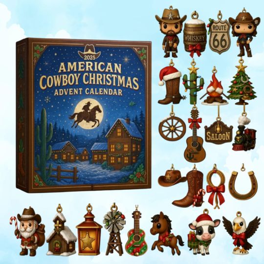 Discover American Cowboy Advent Calendar 2025, American Cowboy 24 Acrylic Ornaments Set, Cow Girl Gifts, Western Rodeo Christmas Tree Hanging Decor