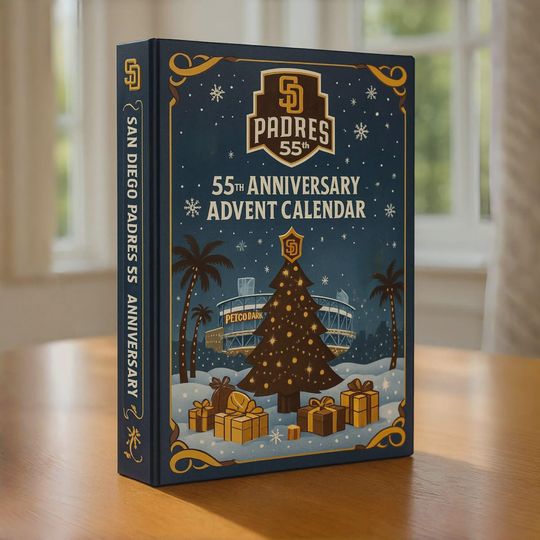 Discover San Diego Padres 55th Anniversary Advent Calendar 2025 | 24 Day MLB Funko-Style Ornament Set | Padres Fan Collector Gift Box