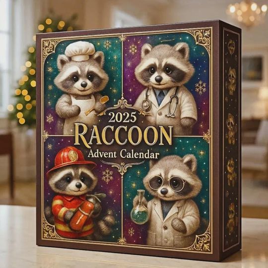 Discover 2025 Raccoon Advent Calendar | 24 Days of Miniature Raccoon Figurines in Funny Occupations | Trash Panda Collector Gift Set