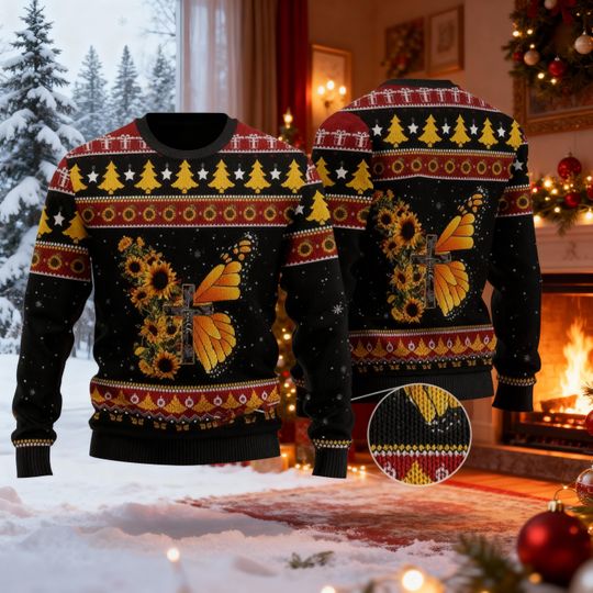 Discover Butterfly Angels Ugly Christmas Sweater, Christmas Sweater, Ugly Xmas Sweater, Happy Holiday Sweater Lover Xmas Sweater Gift, Christmas Gift