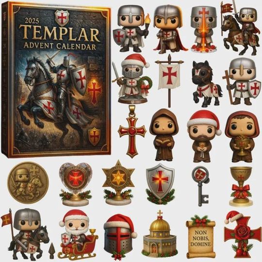 Discover Templar Advent Calendar 2025 | 24 Day Knight Medieval Ornament Set | Crusades History Collector Gift | Non Nobis Domine