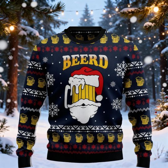 Christmas Santa Beer Ugly Sweater, Cheer Xmas Sweater, Christmas Drinking Sweater Men, Funny Christmas Shirt, Gift For Him