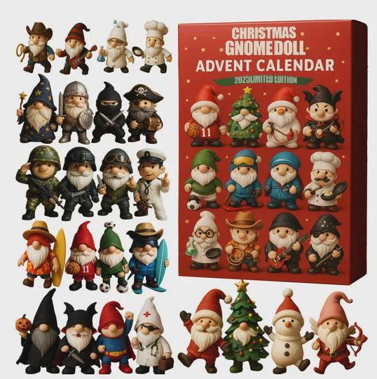 Discover Christmas Gnome Doll Advent Calendar 2025, Funny Gnome Figurine Gift Set, Holiday Decor Collectible for Him Her, Limited Edition