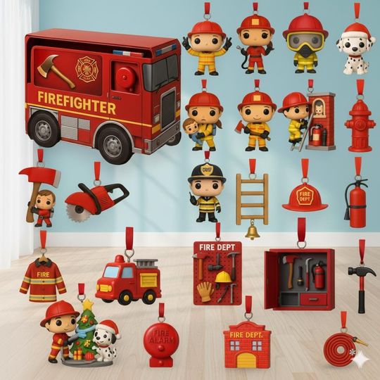 Discover Firefighter Advent Calendar 2025, 24 Days Fire Truck Surprise Gift Set for Kids, Fireman Toy Countdown Box, Holiday Gift Idea