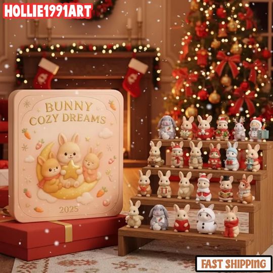 Discover Bunny Cozy Dreams Advent Calendar 2025, 24 Cute Rabbit Figurines for Kids and Collectors, Christmas Countdown Gift for Bunny Lovers
