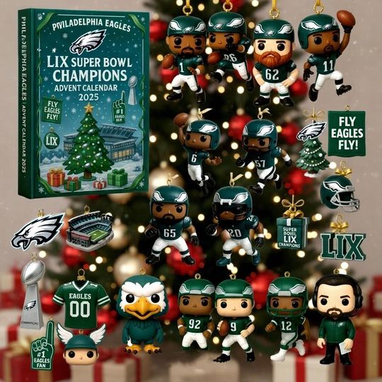 Discover Fly Eagles Fly  2025 Advent Calendar: 24 Assorted Eagles Ornaments & Collectibles