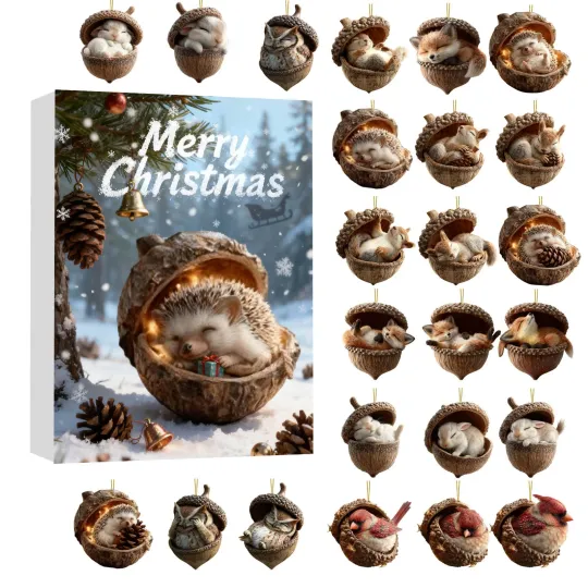 Discover 2025 Forest Animal Acorn Ornaments Christmas Advent Calendar 24Day Acrylic Decor