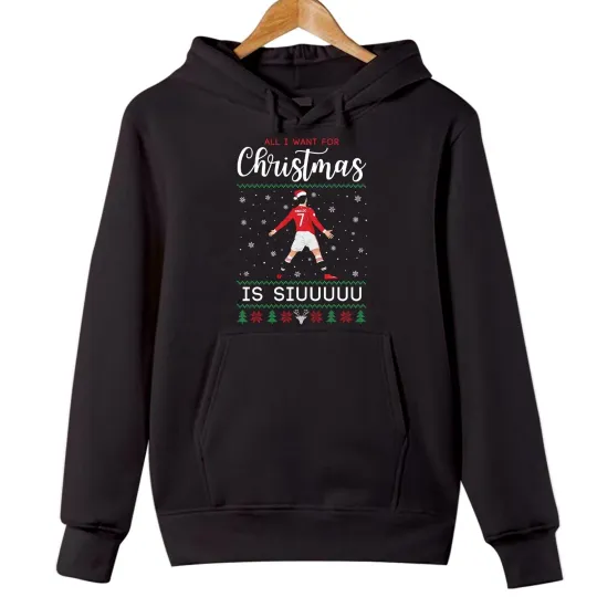 Kids Christmas Hoodie Ronaldo Siuu Fan Jumper