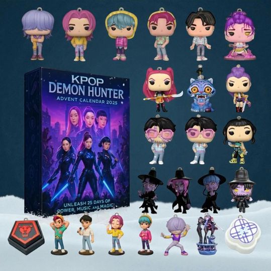 Discover Korean Pop Style Advent Calendar 2025, 24 Days Christmas Countdown Box with Cute Demon Warrior Figurines, Fun Xmas Gift for Kids