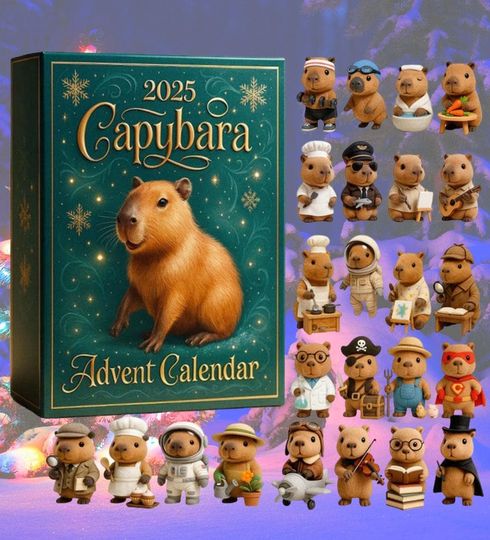 Discover Funny Capybara Advent Calendar 2025, 24 Cute Surprise Figures Acrylic Christmas Ornaments, Christmas Countdown, Emotional Support Calendar